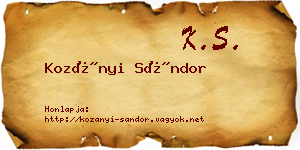 Kozányi Sándor névjegykártya