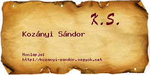 Kozányi Sándor névjegykártya