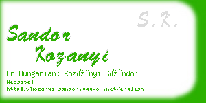 sandor kozanyi business card